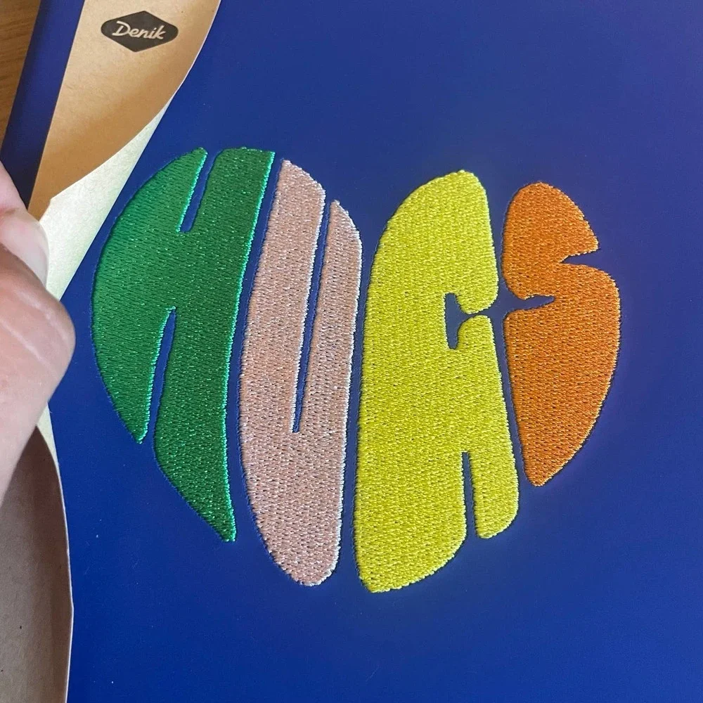 Denik embroidered notebook 'hugs’‎ back to school lined journal sketchbook